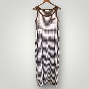 JONES NEW YORK Striped Tank Maxi Dress |‎ Brown & White | Size Medium